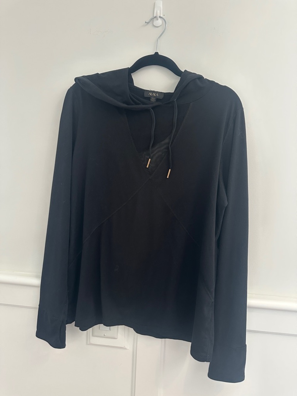 Alala Black Drawstring Hooded Pullover